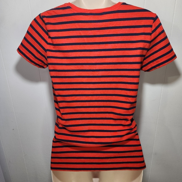 Ralph Lauren Orange and Blue Striped Tee, Polo Motif - Picture 5 of 7